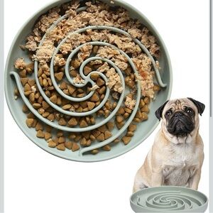 Bifeaw Silicone Slow Feeder Dog Bowl Non Slip Suction Green 7.5”